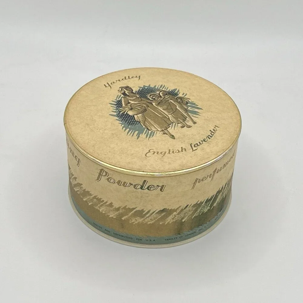 Vintage Yardley English Lavender Dusting Powder Tin Round Metal London Paris
